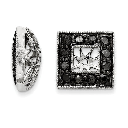 14K White Gold Black Diamond Square Jacket Earrings