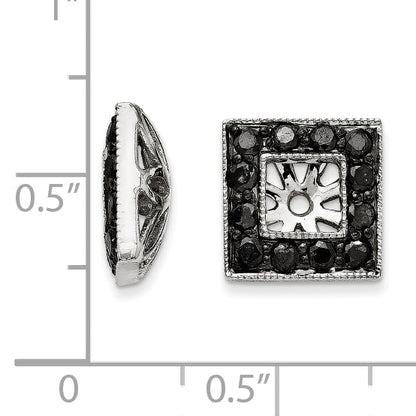 14K White Gold Black Diamond Square Jacket Earrings