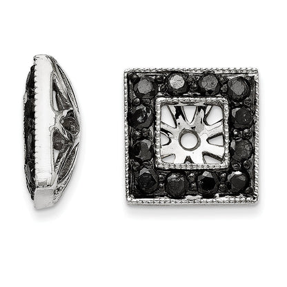 14K White Gold Black Diamond Square Jacket Earrings