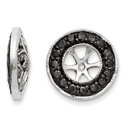 14k White Gold Black Diamond Earring Jackets