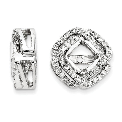 14K White Gold Diamond Square Earring Jacket