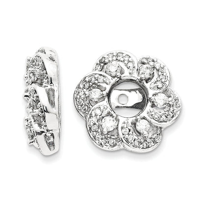 14K White Gold Diamond Flower Earring Jacket