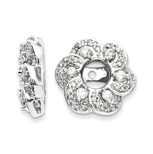 14K White Gold Diamond Flower Earring Jacket