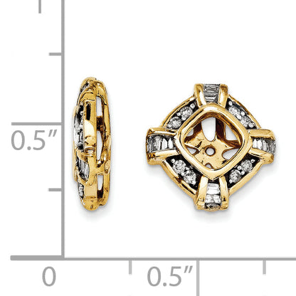 Baguette and Round Diamond Earring Jacket in 14K Yellow Gold