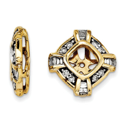 Baguette and Round Diamond Earring Jacket in 14K Yellow Gold