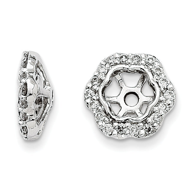 14K White Gold Diamond Earring Jackets