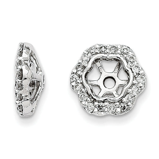 14K White Gold Diamond Earring Jackets