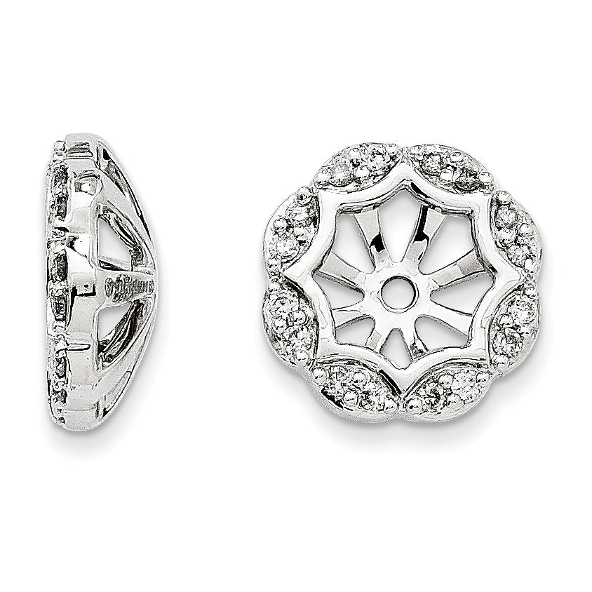 14K White Gold Diamond Earring Jackets