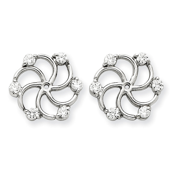 14k White Gold AAA Diamond Earring Jacket