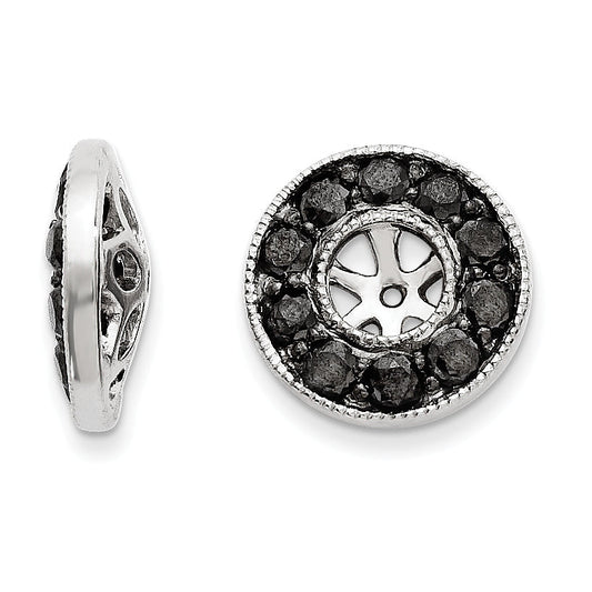 14k White Gold Black Diamond Earring Jackets