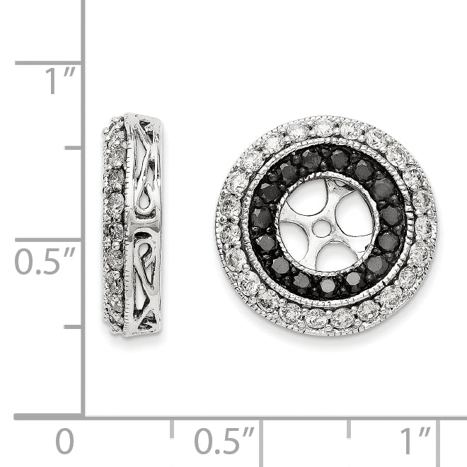 14k White Gold Black and White Diamond Earring Jackets
