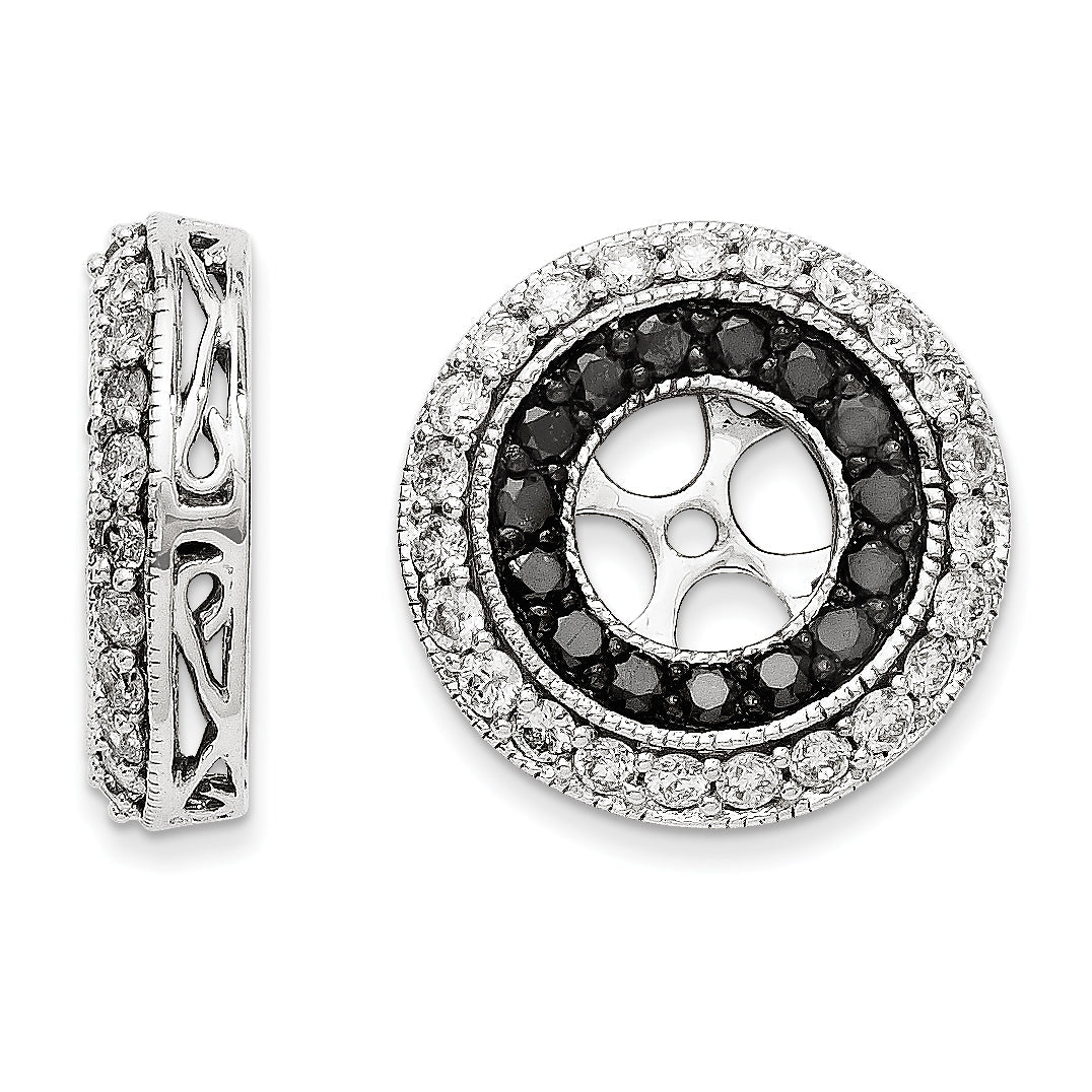 14k White Gold Black and White Diamond Earring Jackets