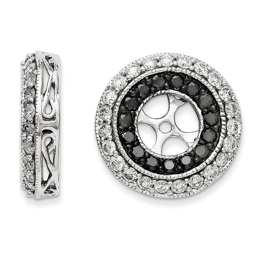 14k White Gold Black and White Diamond Earring Jackets