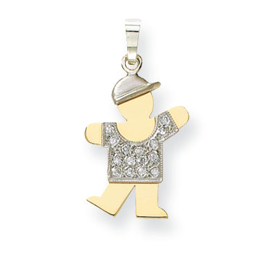 14k Two tone A Diamond kid pendant