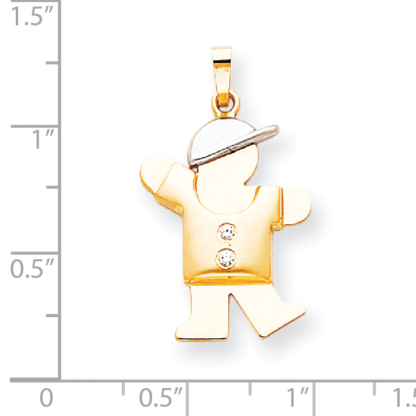 14k Two tone VS Diamond kid pendant