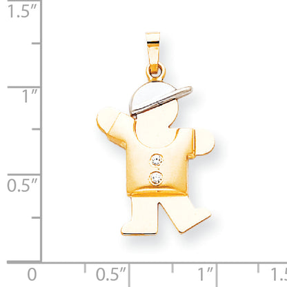 14k Two tone VS Diamond kid pendant