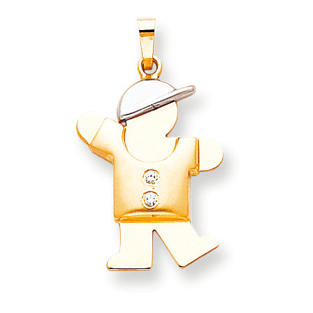 14k Two tone VS Diamond kid pendant