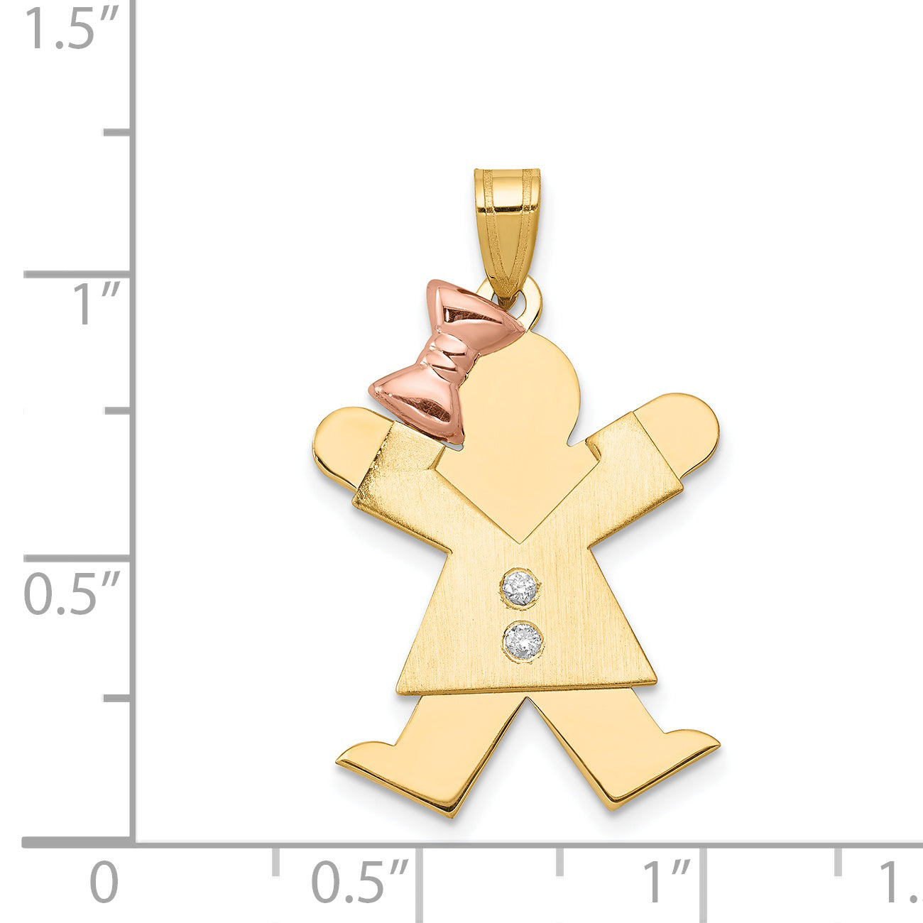 14k Two tone AAA Diamond kid pendant