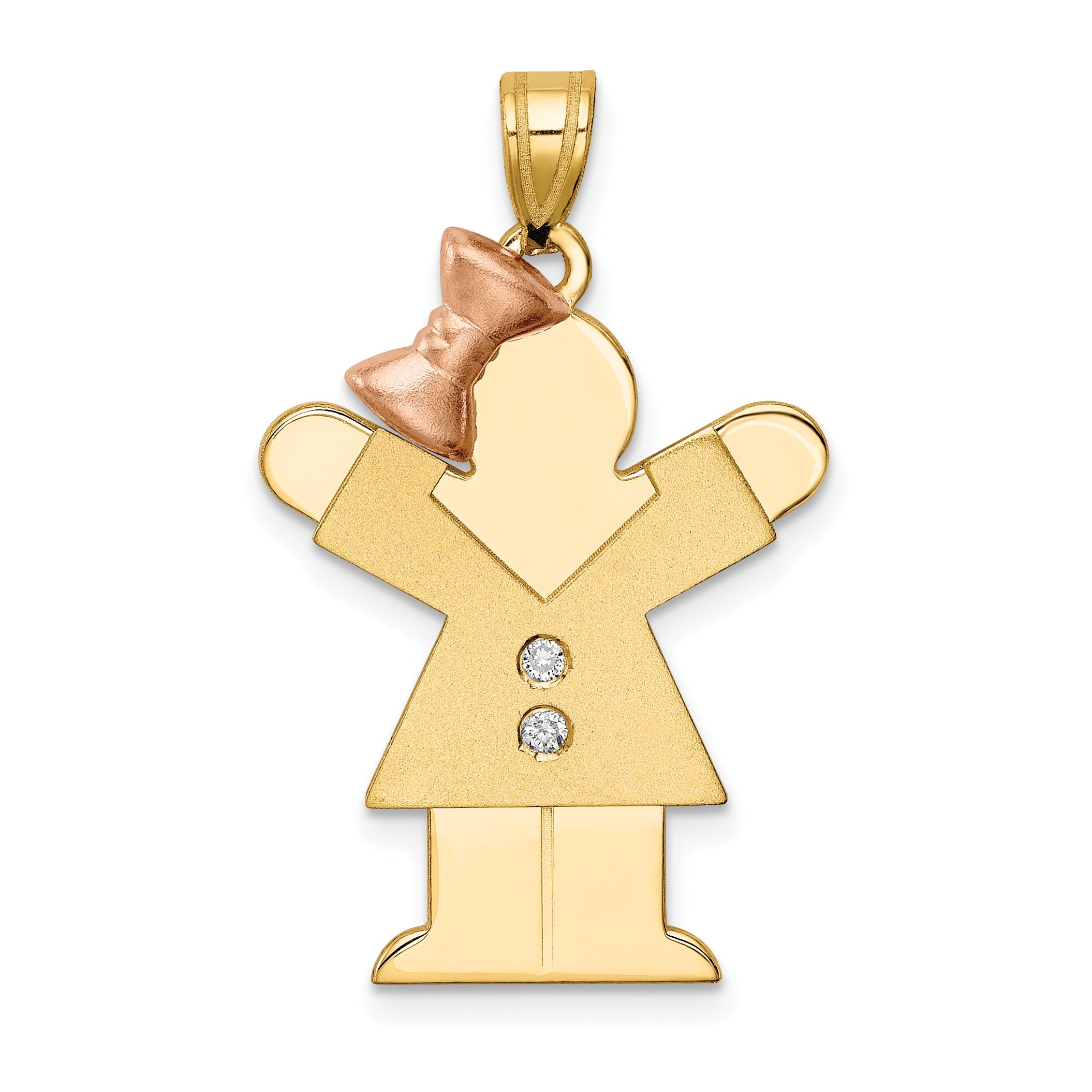 14k Two tone AAA Diamond kid pendant