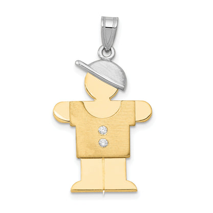 14k Two tone A Diamond kid pendant