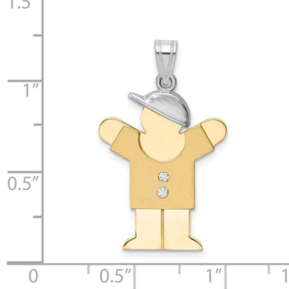 14k Two tone VS Diamond kid pendant