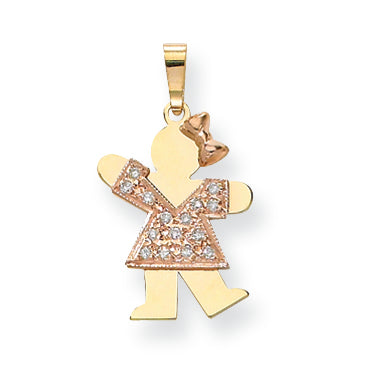 14k Two tone AA Diamond kid pendant