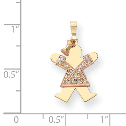 14k Two tone AAA Diamond kid pendant