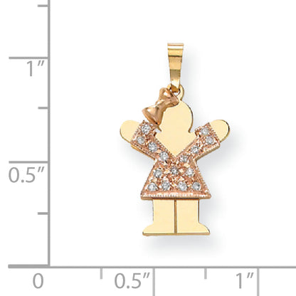 14k Two tone VS Diamond kid pendant
