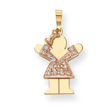 14k Two tone VS Diamond kid pendant