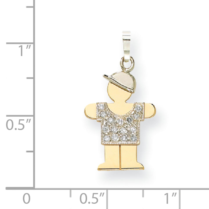 14k Two tone AAA Diamond kid pendant