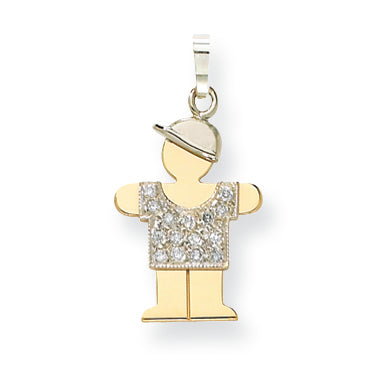14k Two tone AAA Diamond kid pendant