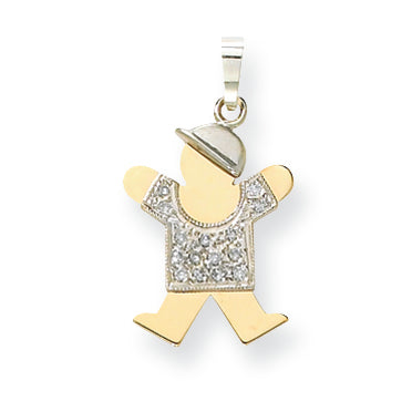 14k Two tone VS Diamond kid pendant