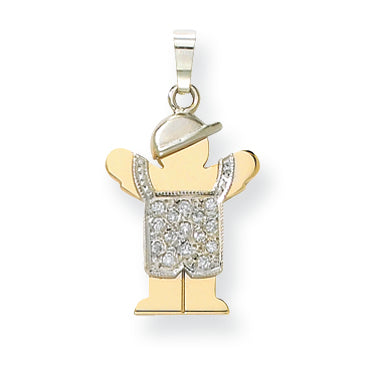 14k Two tone AA Diamond kid pendant