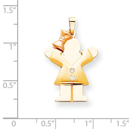 14k Two tone AA Diamond kid pendant