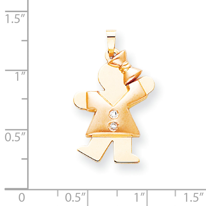 14k Two tone AA Diamond kid pendant