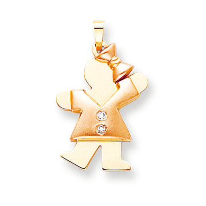 14k Two tone AA Diamond kid pendant
