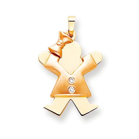 14k Two tone VS Diamond kid pendant