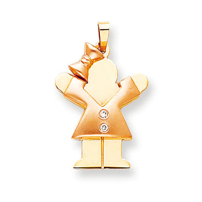 14k Two tone AA Diamond kid pendant