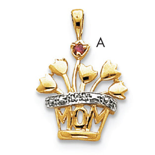 14k Genuine AAA Diamond Mother's Pendant