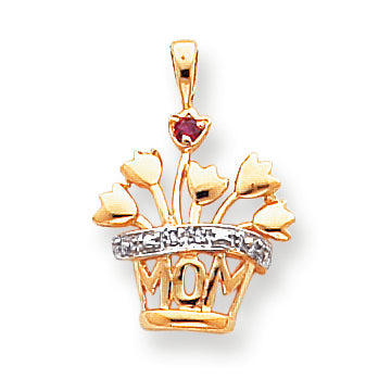 14k Genuine AAA Diamond Mother's Pendant