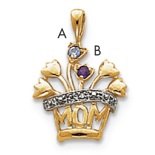 14k Genuine AAA Diamond Mother's Pendant