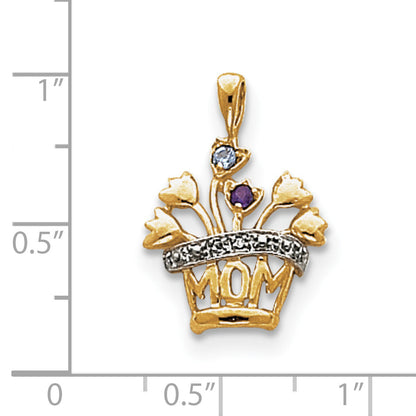 14k Genuine AAA Diamond Mother's Pendant