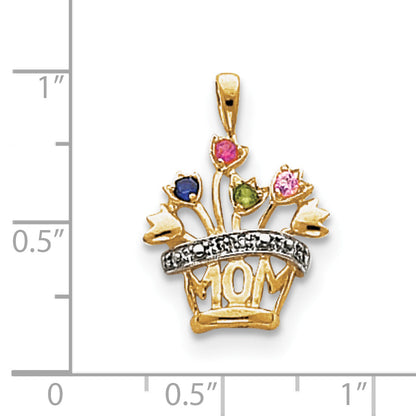 14k Genuine AA Diamond Mother's Pendant
