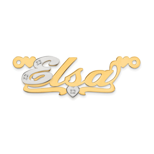 10k Two tone .02ct Diamond Name Plate