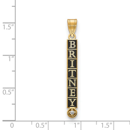 10ky Stacked Epoxied Name Charm with Diamond