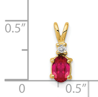 14k 6x4mm Oval Ruby A Diamond pendant