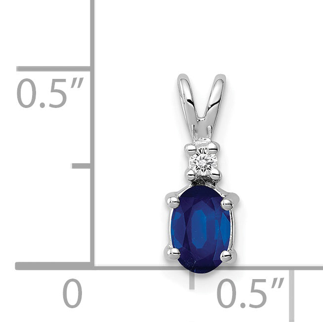 14k White Gold 6x4mm Oval Sapphire A Diamond pendant