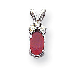 14k White Gold 6x4mm Oval Ruby AAA Diamond pendant