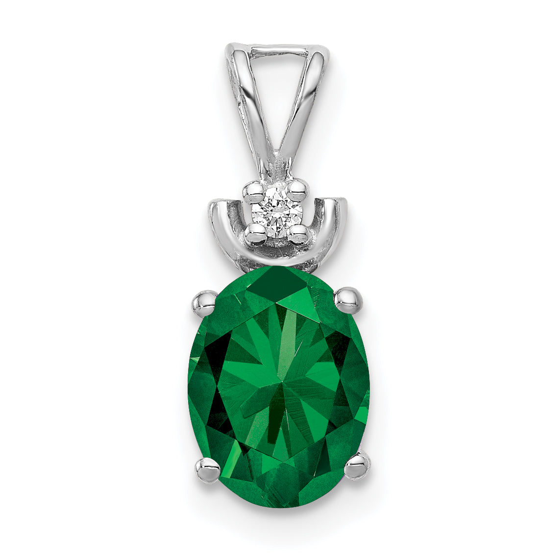 14k White Gold 8x6mm Oval Mount St. Helens AAA Diamond Pendant
