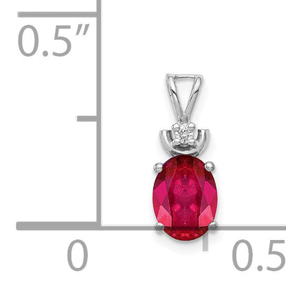 14k White Gold 8x6mm Oval Ruby A Diamond Pendant